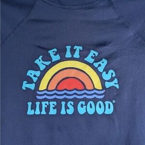 Life Is Good Blue Kids Long Sleeve Rash Guard sun crusher